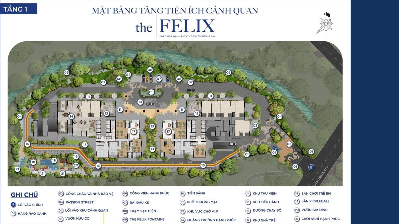 Mặt bằng tầng 1 The Felix Thuận An