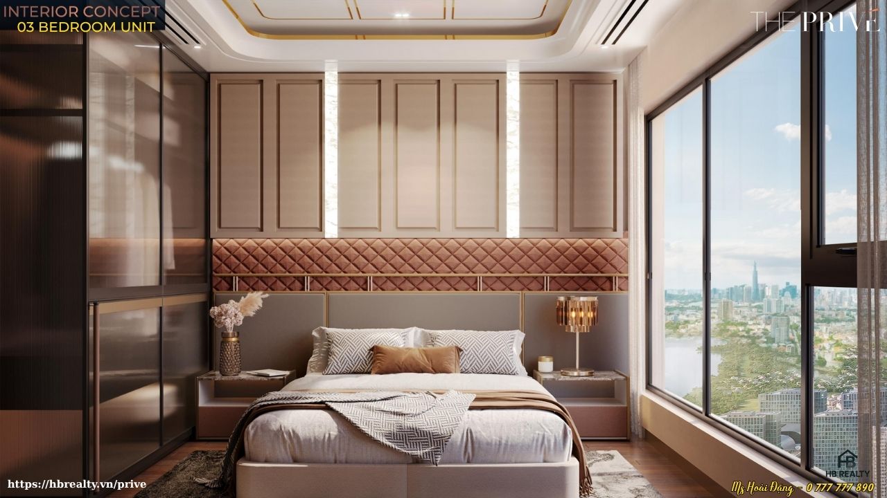 Nhà mẫu căn hộ The Privé loại 3PN – 2WC – 98m² – Thiết Kế Phòng Ngủ Master