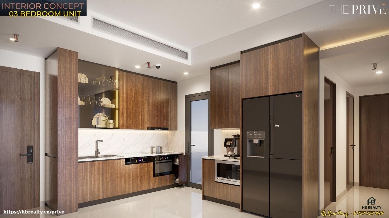 Nhà mẫu căn hộ The Privé loại 3PN – 2WC – 98m² – Thiết Kế Phòng Bếp