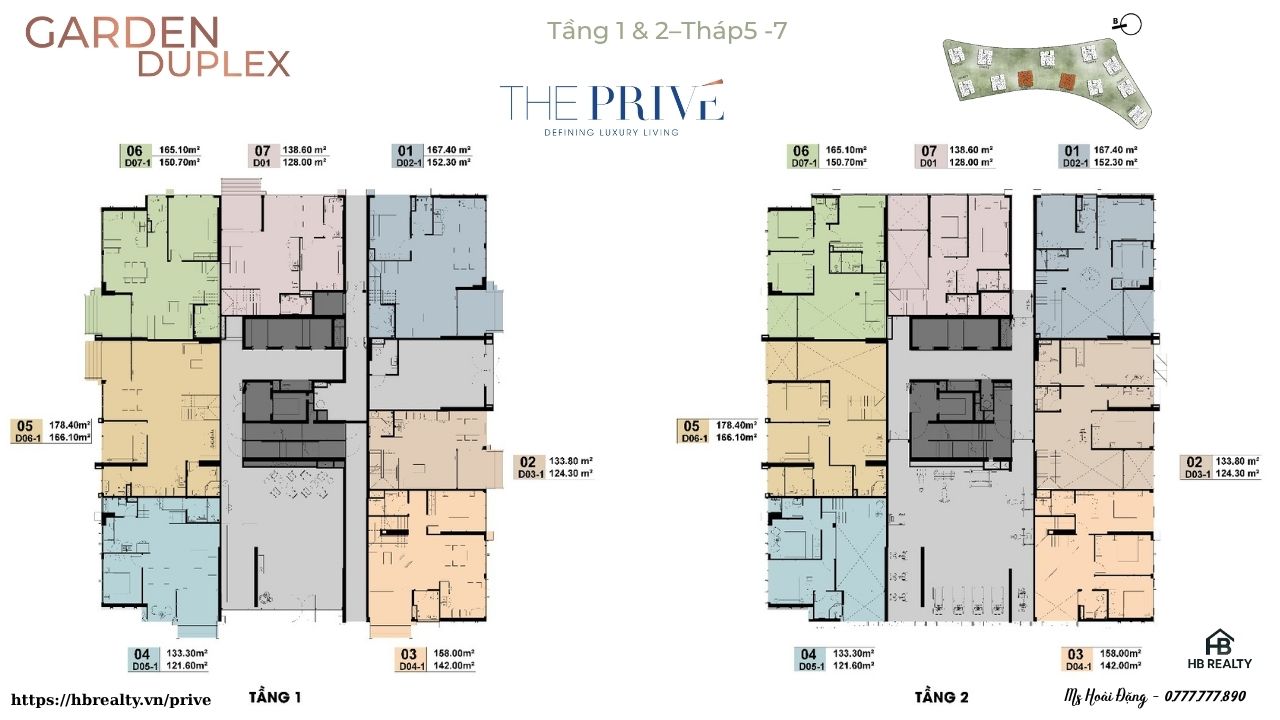 Mặt Bằng Chi Tiết Tầng 1-2 Garden House (Duplex Villa) Dự Án Căn Hộ The Privé Quận 2 Đất Xanh