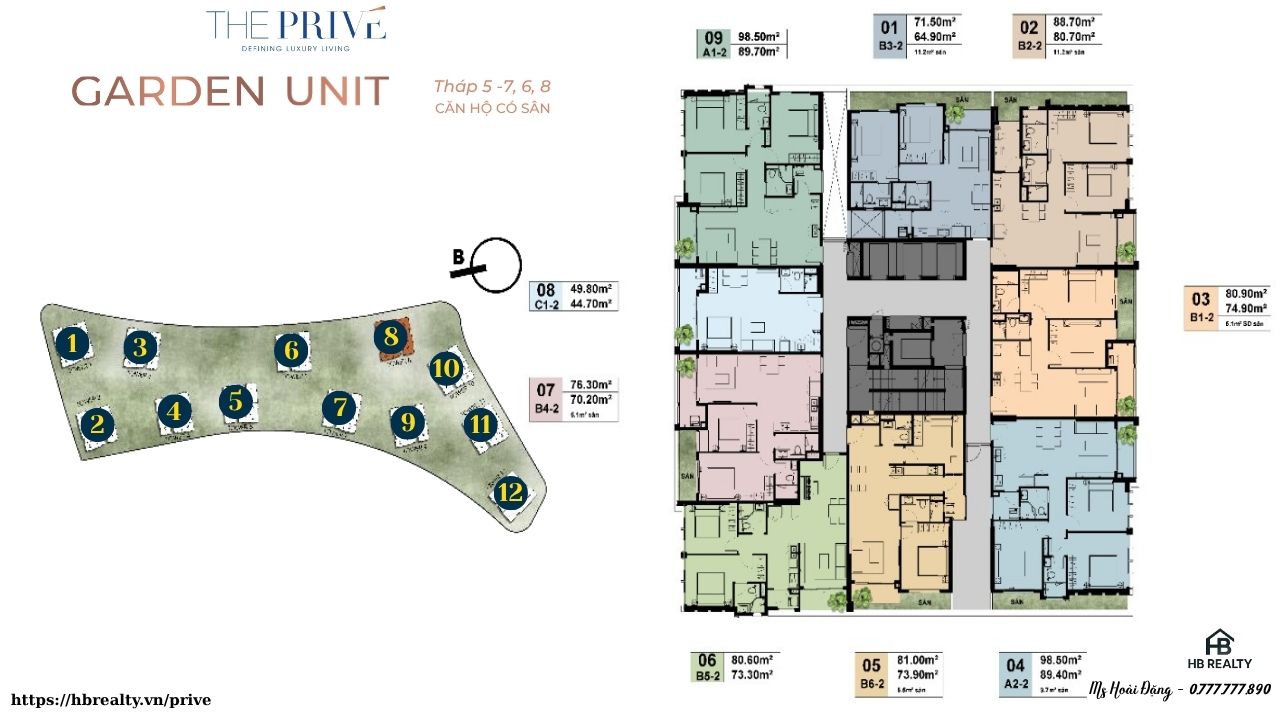 Mặt Bằng Chi Tiết Tầng Garden Unit Tháp 6 Dự Án Căn Hộ The Privé Quận 2 Đất Xanh