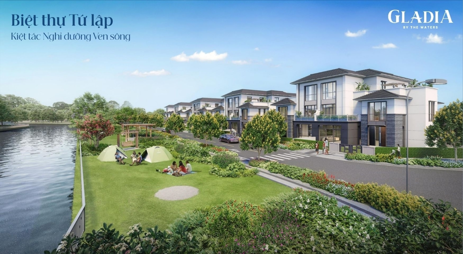 Thiết Kế Biệt Thự Tứ Lập Gladia by the Waters | View Công Viên Độc Đáo