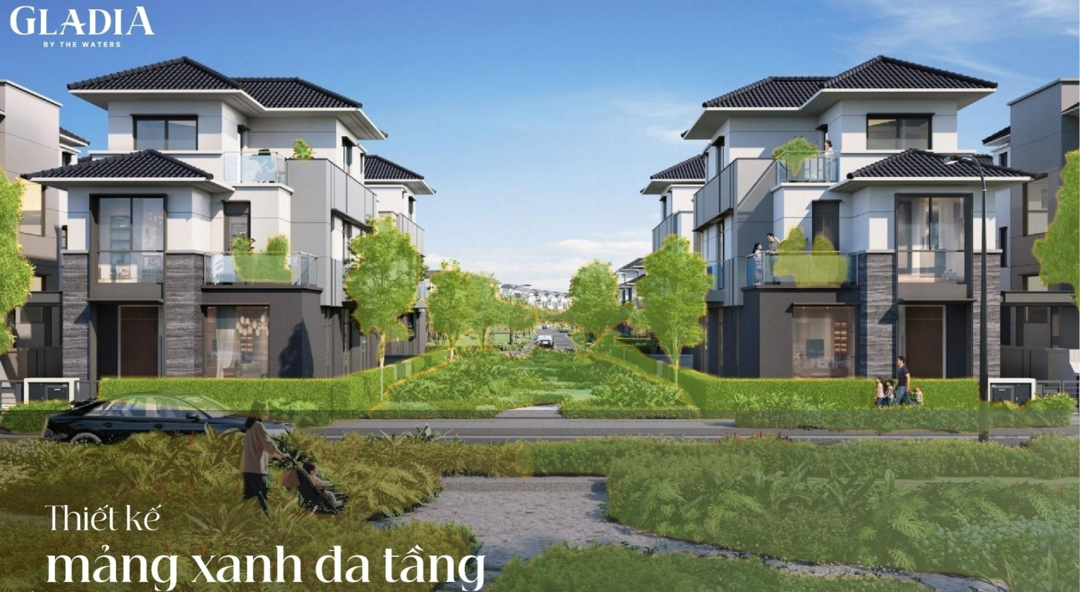 Mảng Xanh Đa Tầng Tại Gladia by the Waters | Thiết Kế Cảnh Quan Độc Đáo