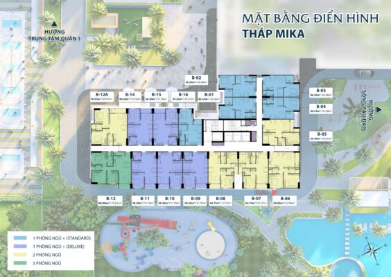 Mặt bằng tháp Mika Khải Hoàn Prime Nhà Bè