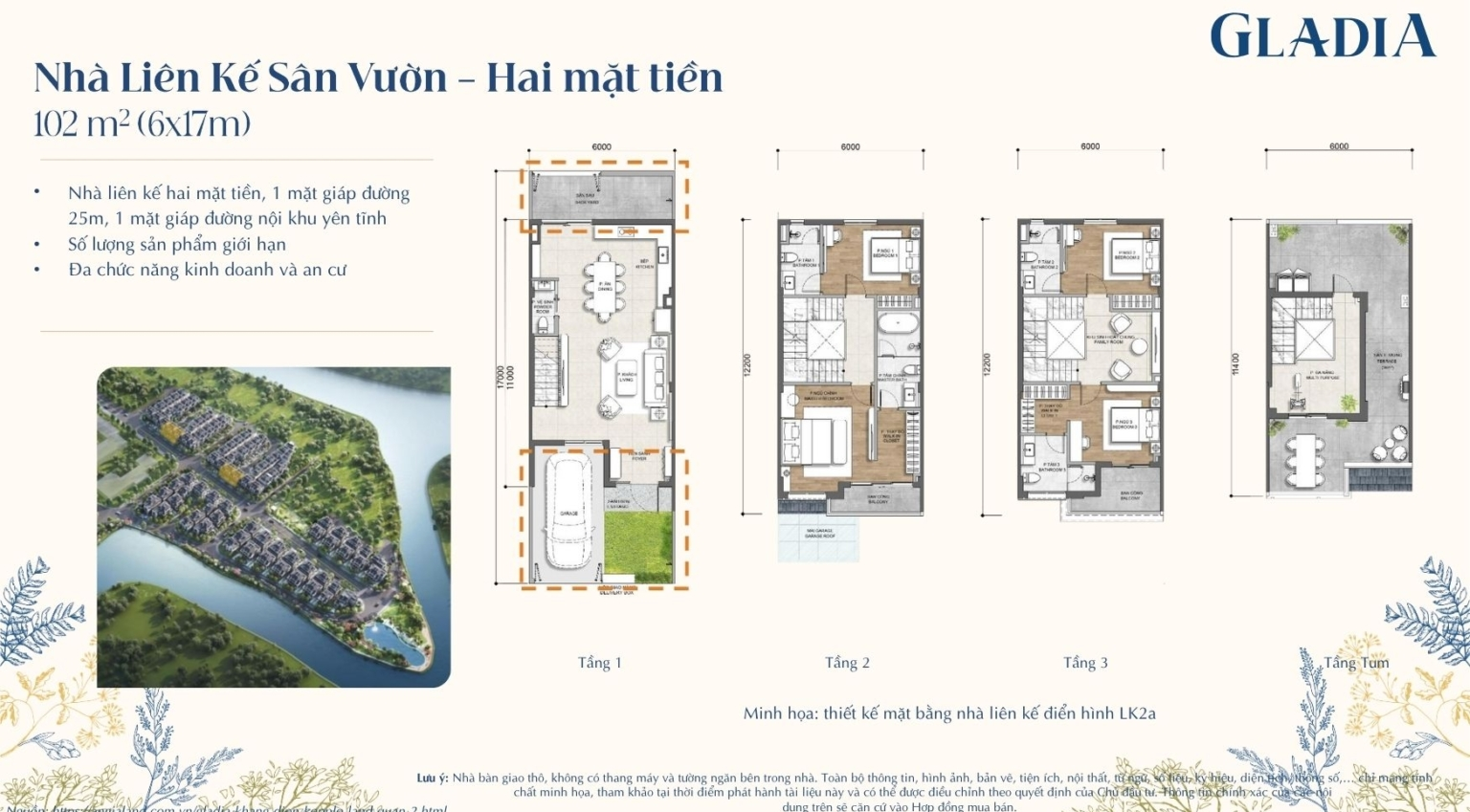 Thiết Kế Nhà Phố Gladia by the Waters | Mẫu Nhà & Mặt Bằng Chi Tiết