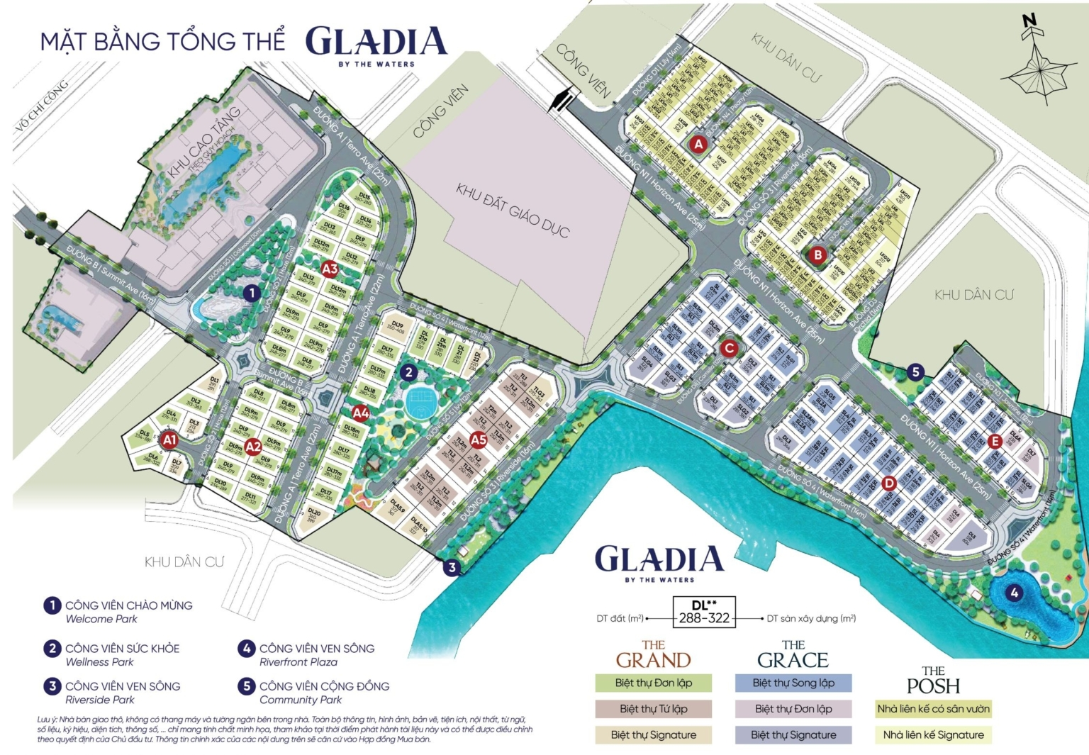 Mặt Bằng Gladia by the Waters | Layout Biệt Thự & Nhà Phố Khang Điền Keppel Land